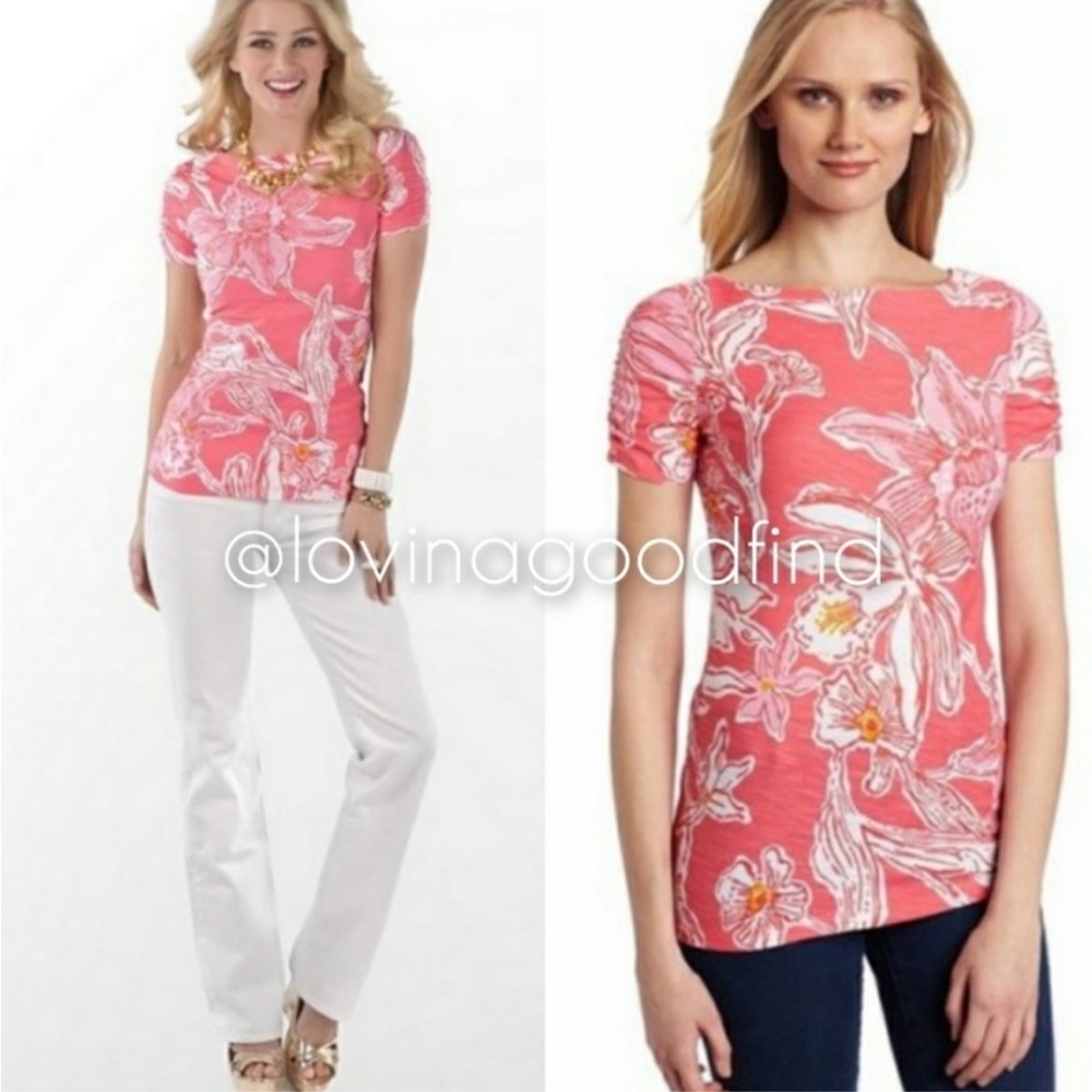 LILLY PULITZER Lana Glamorous Life Print Top EUC sz L